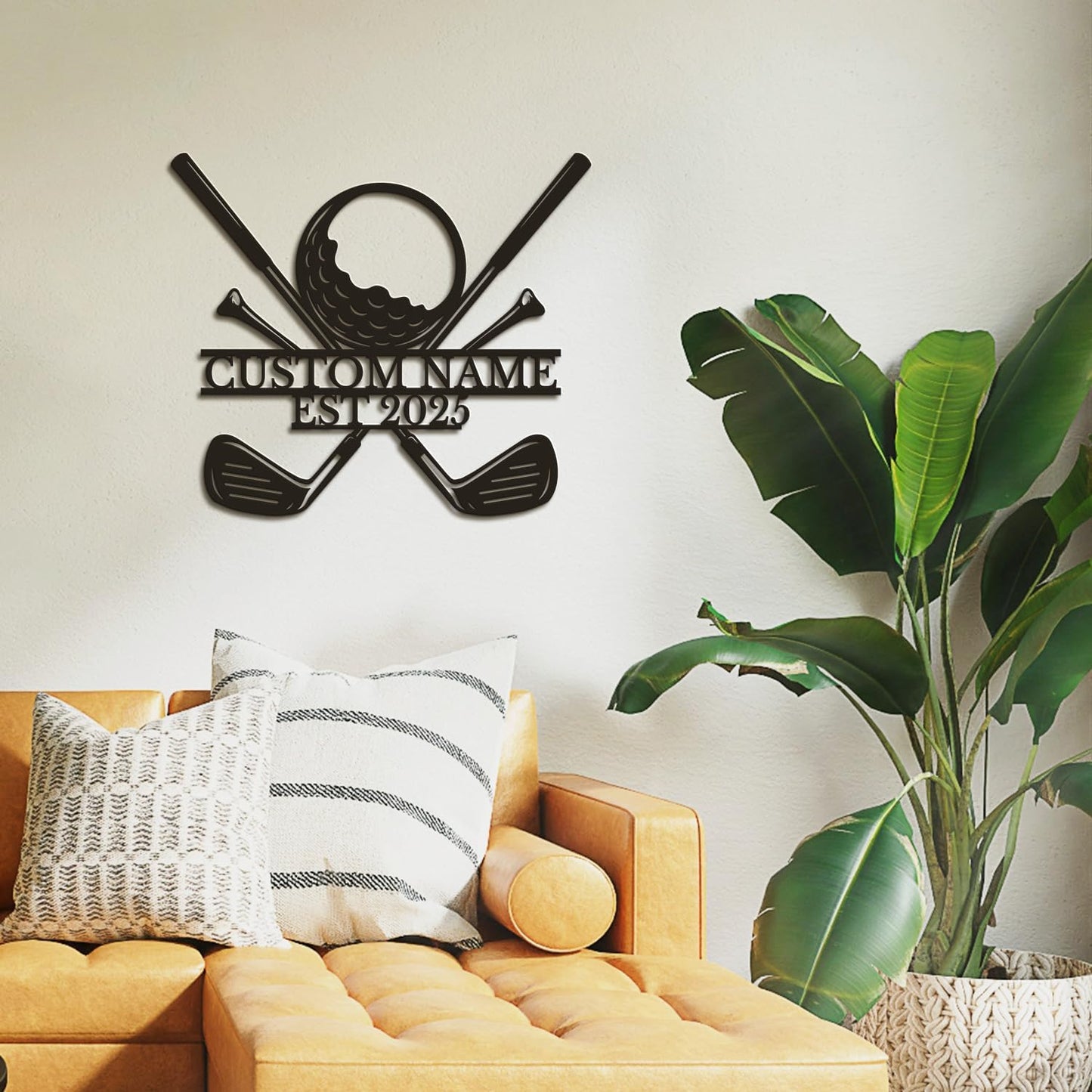 Personalized Custom Crossed Golf Metal Wall Art,Personalized Golfer Name Sign Decoration For Room,Hole Golf Club Decoration (Style-8)