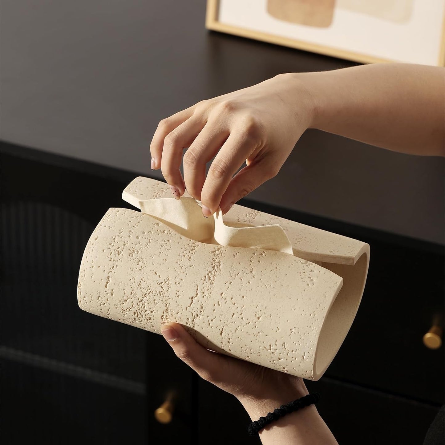 Tissue Box Cover Rectangle, Resin Facial Tissue Holder Covers Toilet Paper Holder, Tissue Holders Decorative Paper Dispenser Home Decor for Bathroom Kitchen Bedroom Living Room Office Yellow