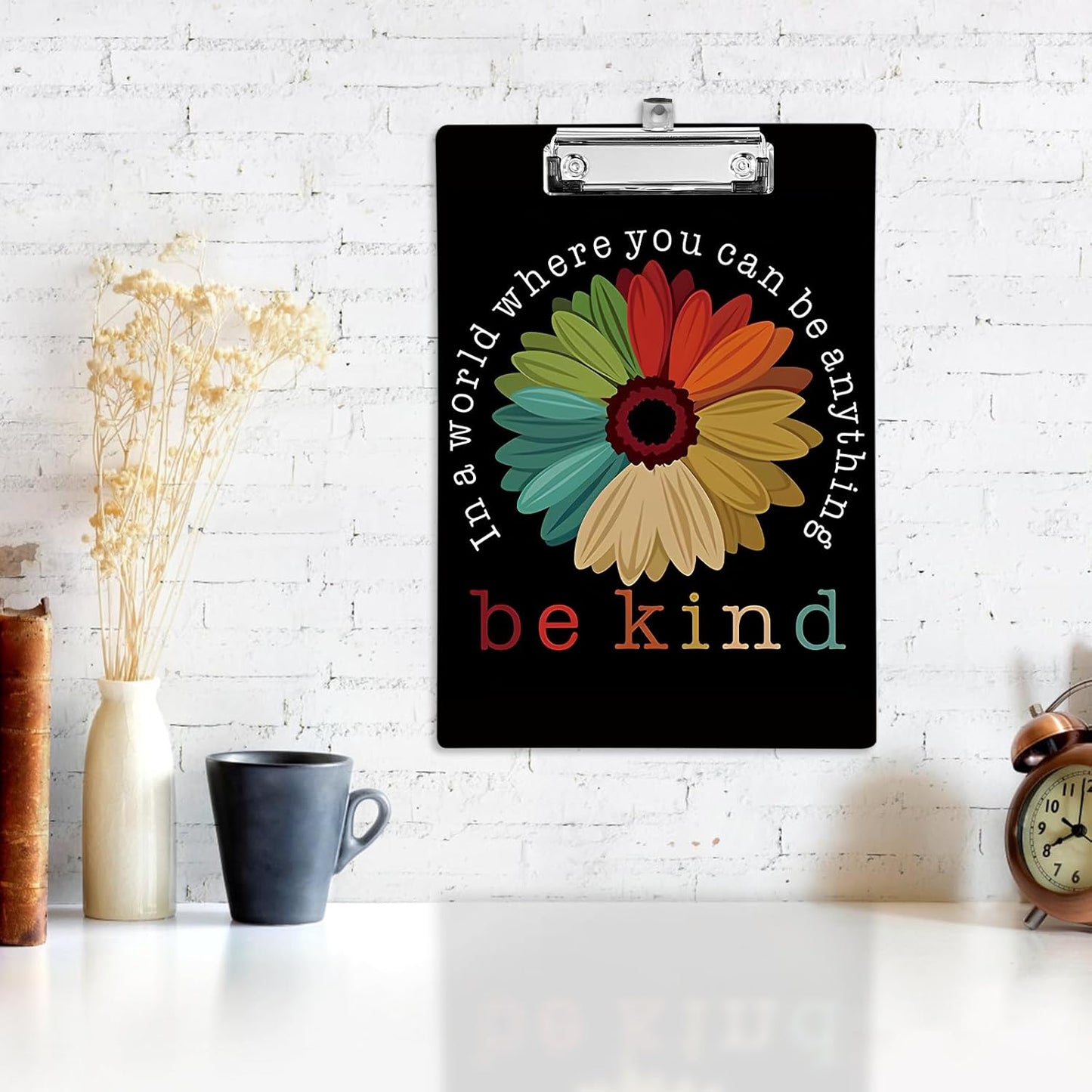 Plastic A4 Clipboards, Cute Fashion Decorative, 12.2" x 8.7" Standard A4 Size, Acrylic for Teacher, Social Worker, Students, Women, Office Supplies (Be Kind)