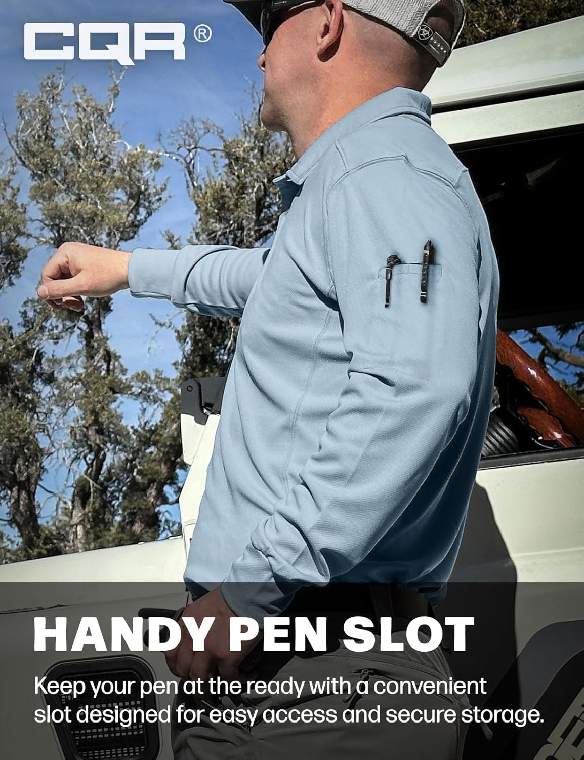 CQR Men's Polo Shirt, Long Sleeve Tactical Shirts, Outdoor UPF 50+ Pique Shirt, Dry Fit Lightweight Golf Shirts