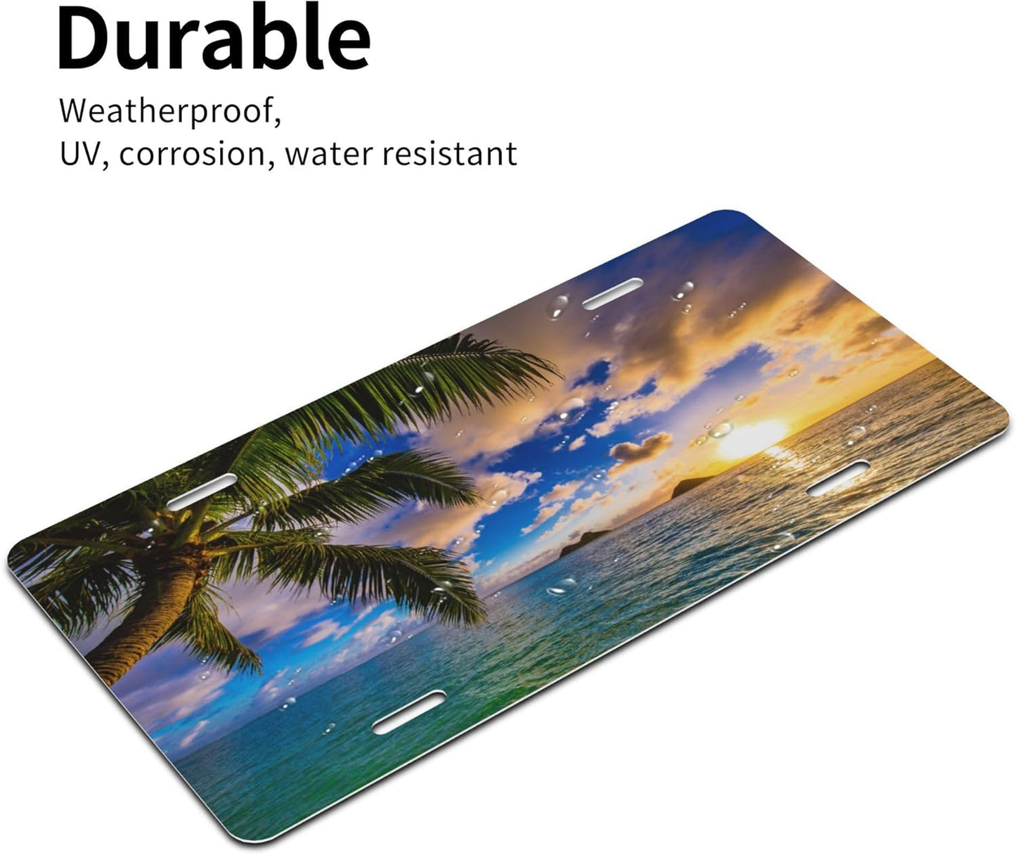 Palm Tree Ocean Summer License Plate Funny Aluminum Front License Plates Decorative Waterproof Rust-Free Metal Car Plate Covers for Women Men Car Tag Accessories fit Truck SUV Rv 12 X 6 Inch