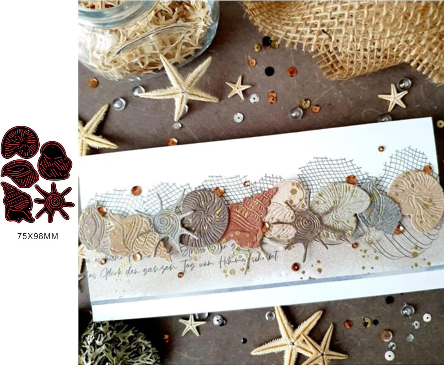 Lapoo Cutting Die for Scrapbooking, 3D Backgrounds Frame New Cutting Dies DIY Album Card Making Decor Paper Craft Metal Die Cuts Party Decorations (Whelk Sea 3.9 x 3 in)