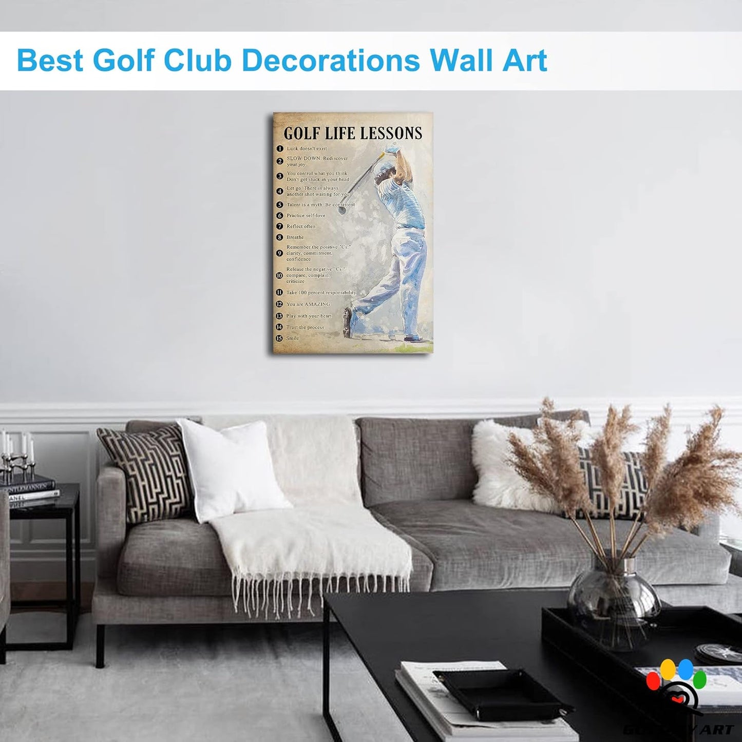 GUTTATY Golf Wall Art, Vintage Golf Pictures Posters Canvas Print Wall Decor for Golfer's Man Cave Home Ofice Ready to Hang (12x18 Inches)