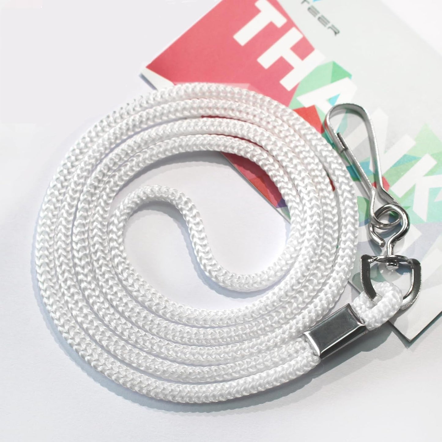120 Pcs White Lanyards Premium Bulk Lanyards Round 36" with Swivel J Hook for ID Name Badge Holder, VIP, School, Kids, Coach, Conference, Festival and Hang Keys