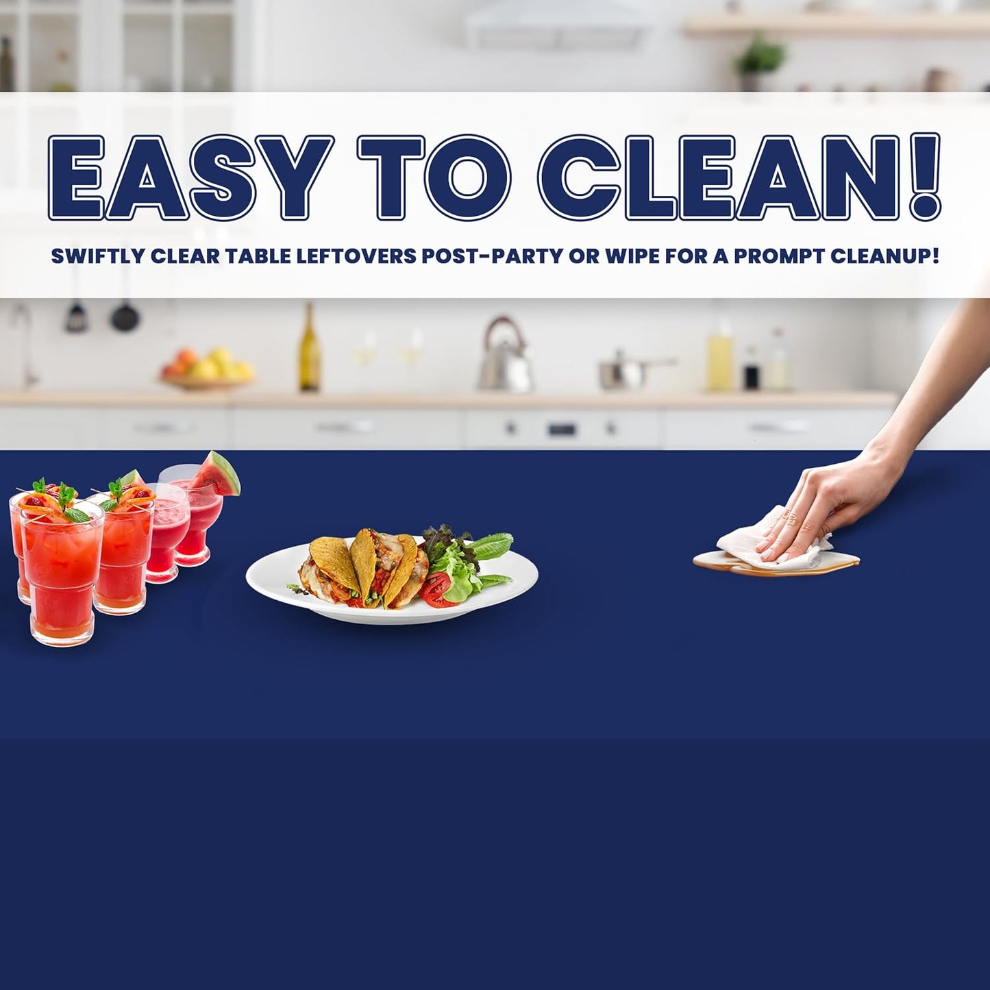 Grandipity 12 Pack Premium Disposable Plastic Tablecloth 54 Inch. x 108 Inch. Decorative Rectangle Table Cover - Navy Blue