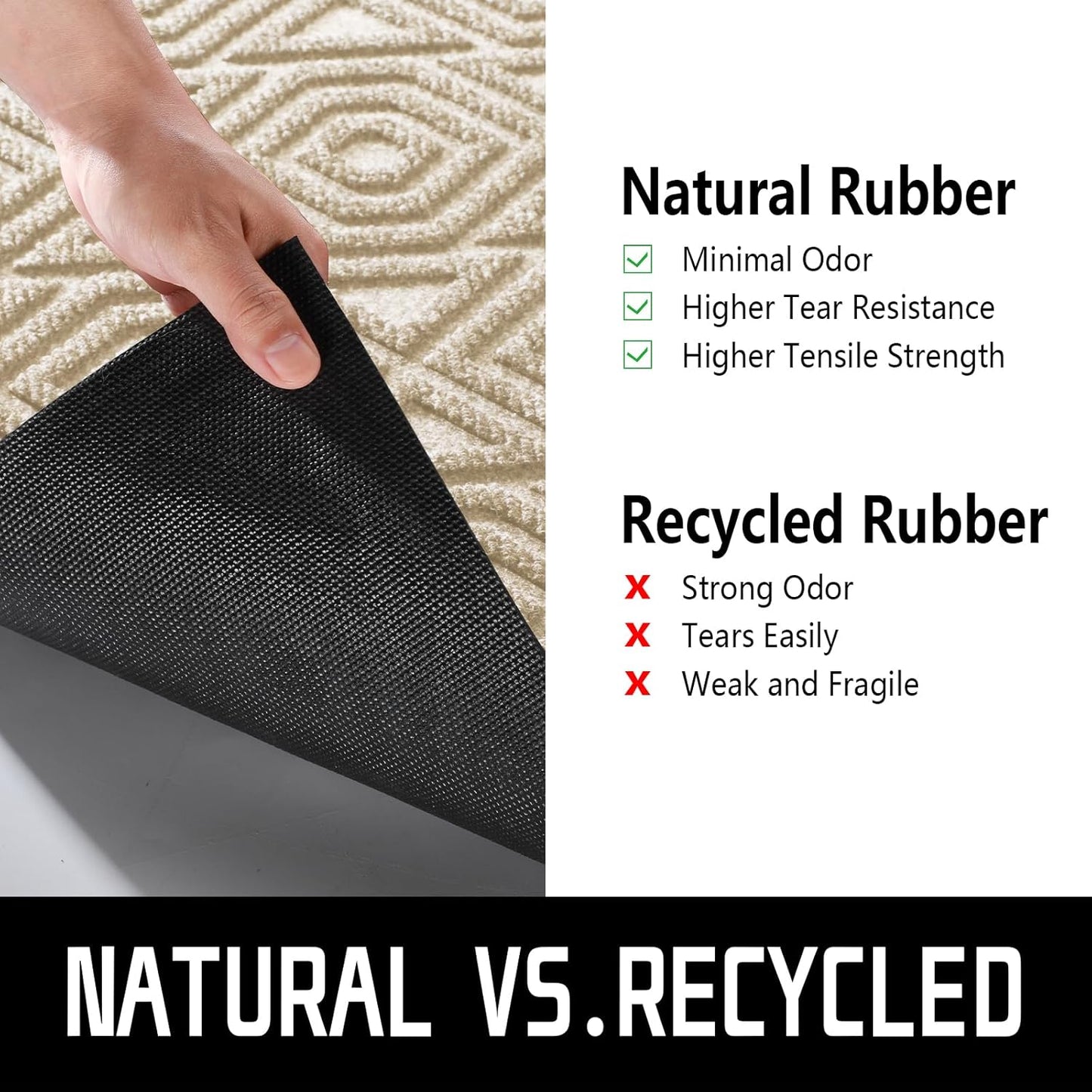 Yimobra Door Mat, Outdoor Indoor Entrance Welcome Mat, Heavy Entry Front Door Mat, Stain & Fade Resistant, Low Profile, Sturdy Rubber, Easy Clean Patio Floor Mat, Waterproof, 47 x 32, Light Beige