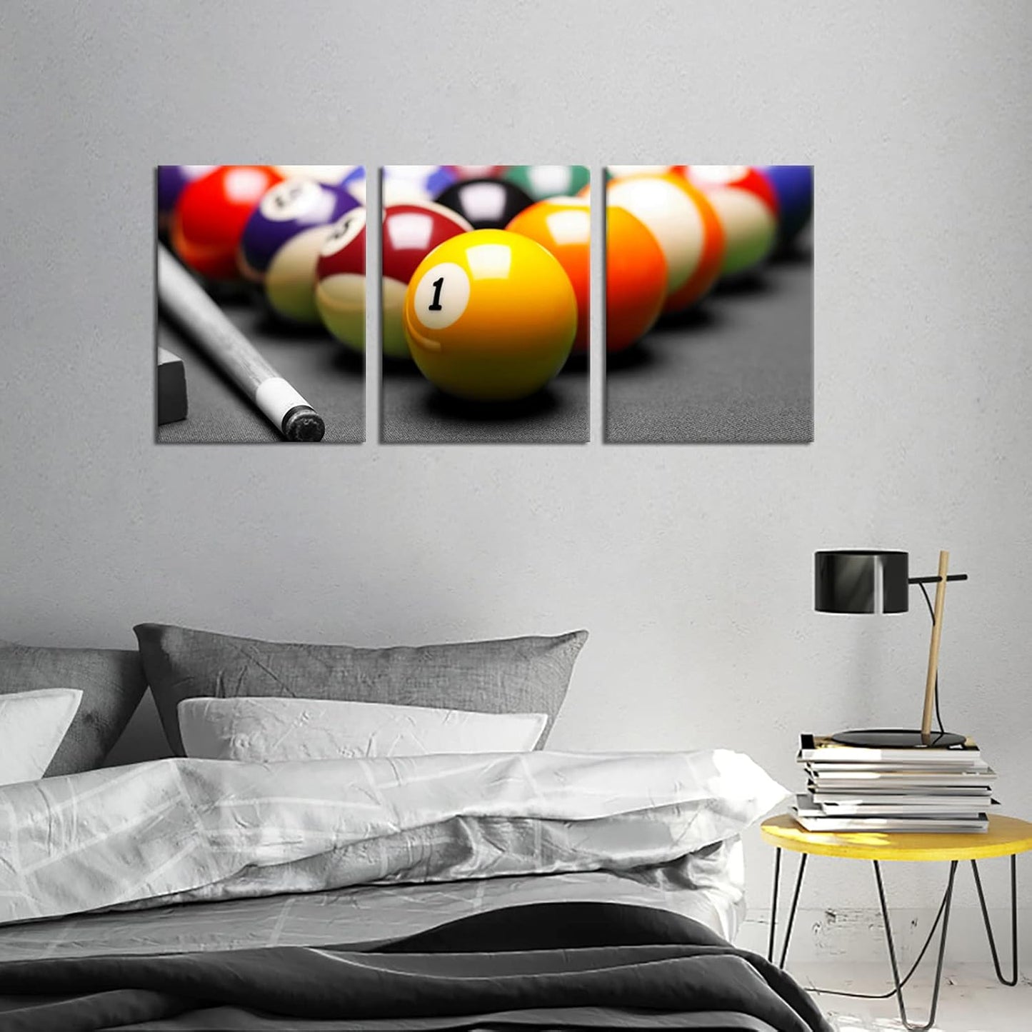 Apicoture Billiards Picture Canvas Wall Art Billiards Pool Hall Poster Pool Table Pictures Pool Room Wall Decor Ready to Hang 12"x16"x3 Pieces