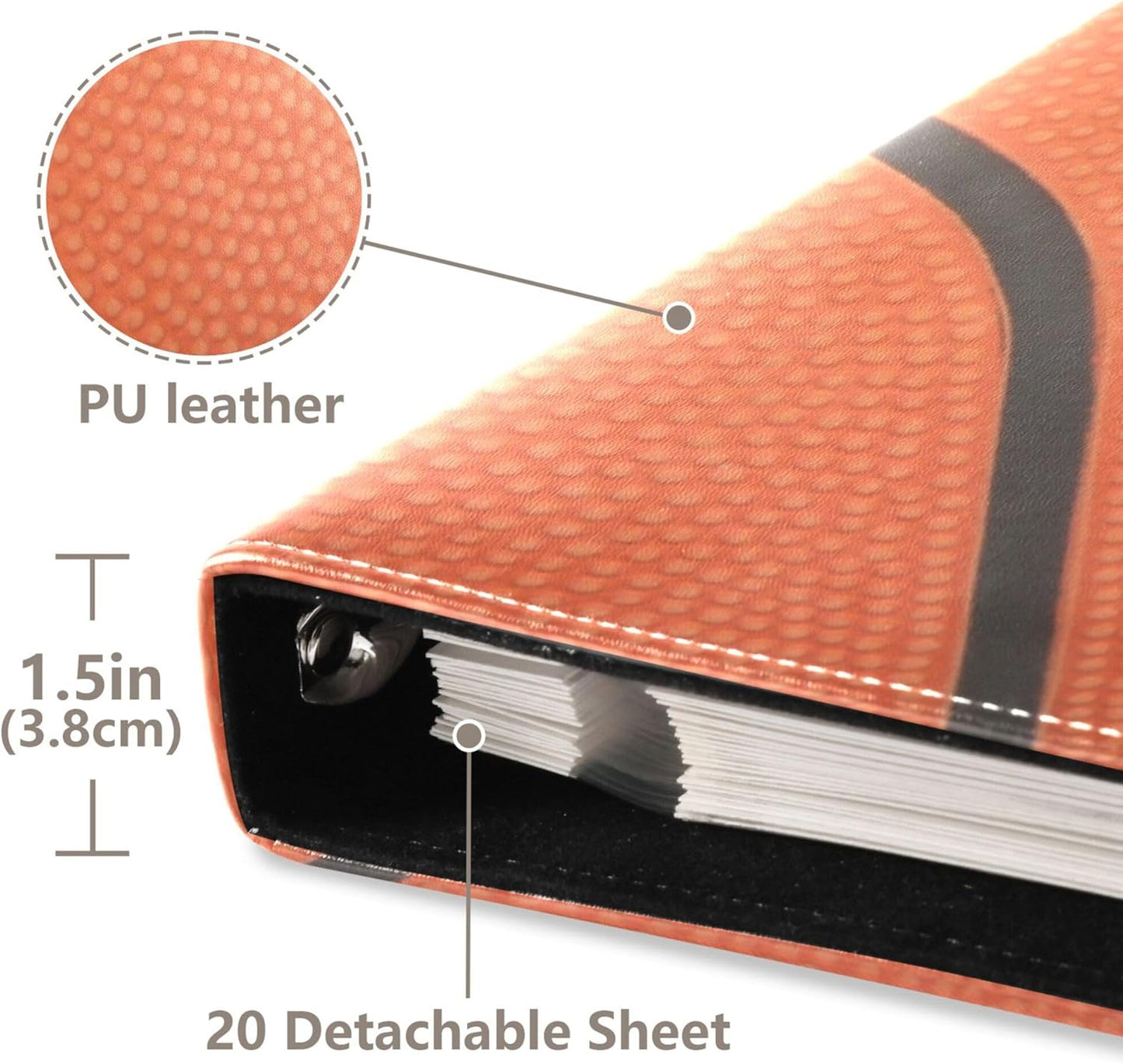 Fisyme Basketball Photo Album Self Adhesive DIY Scrapbook Album for 2x3 4x6 5x7 6x8 Pictures 20 Pages Memory Book for Family Wedding