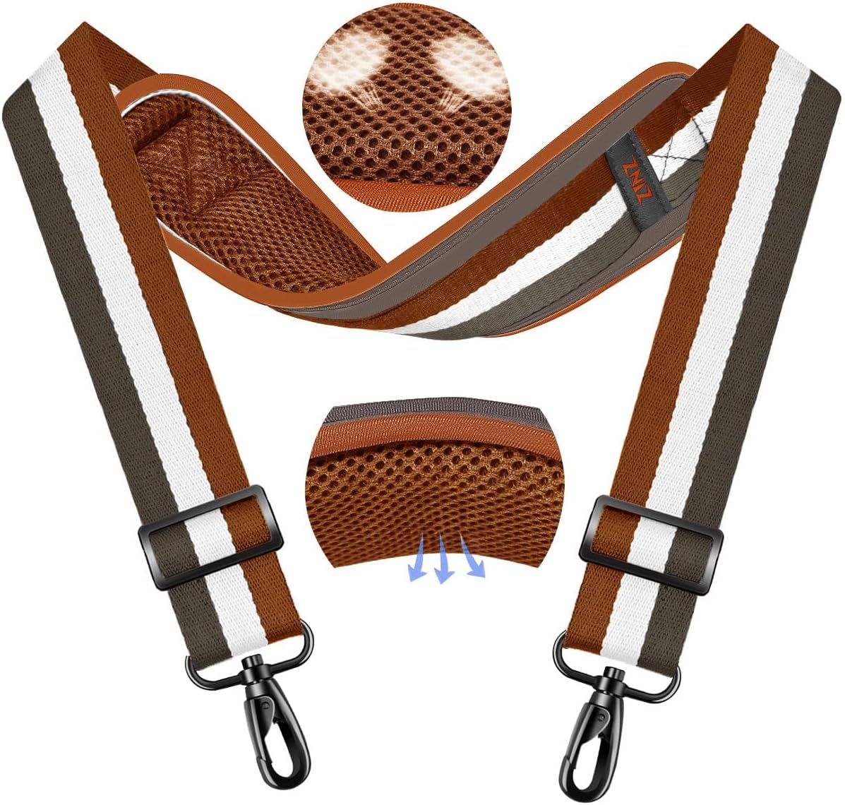 ZINZ 79.5" Universal Strap with Ultra-Thick Fixed Breathable Pad - Adjustable Heavy-Duty Shoulder Strap for Laptop, Crossbody, Luggage, Gym, Camera Bag and More - TW01B07