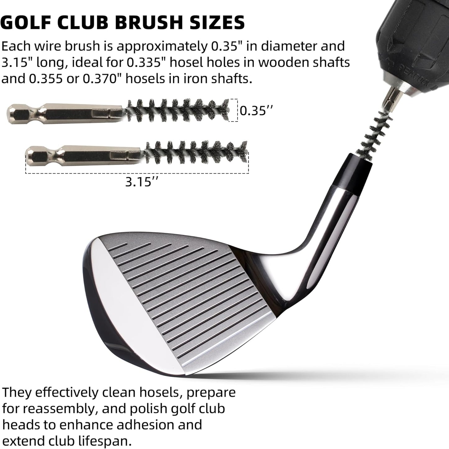 Golf Club Polish Kit, Instant Rust & Scratch Remover with 2 Cleaning Brushes & Microfiber Towel, Works on Drivers, Irons, Aluminum, Zinc, Restores & Shines