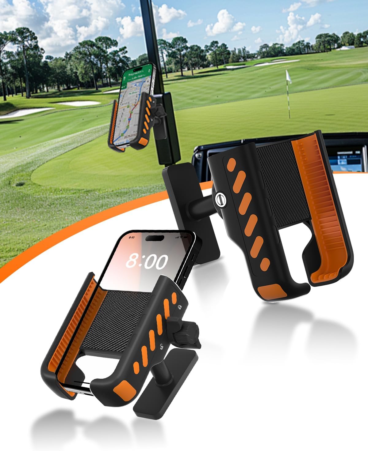 Golf Cart Phone Holder, Phone Caddy for Golf Cart with Super Strong N52 Magnets, Fits EZGO/Yamaha/Club Car/Icon Golf Cart, Golf Accessories for Men & Women - Golf Cart, Gym (2 Pack)