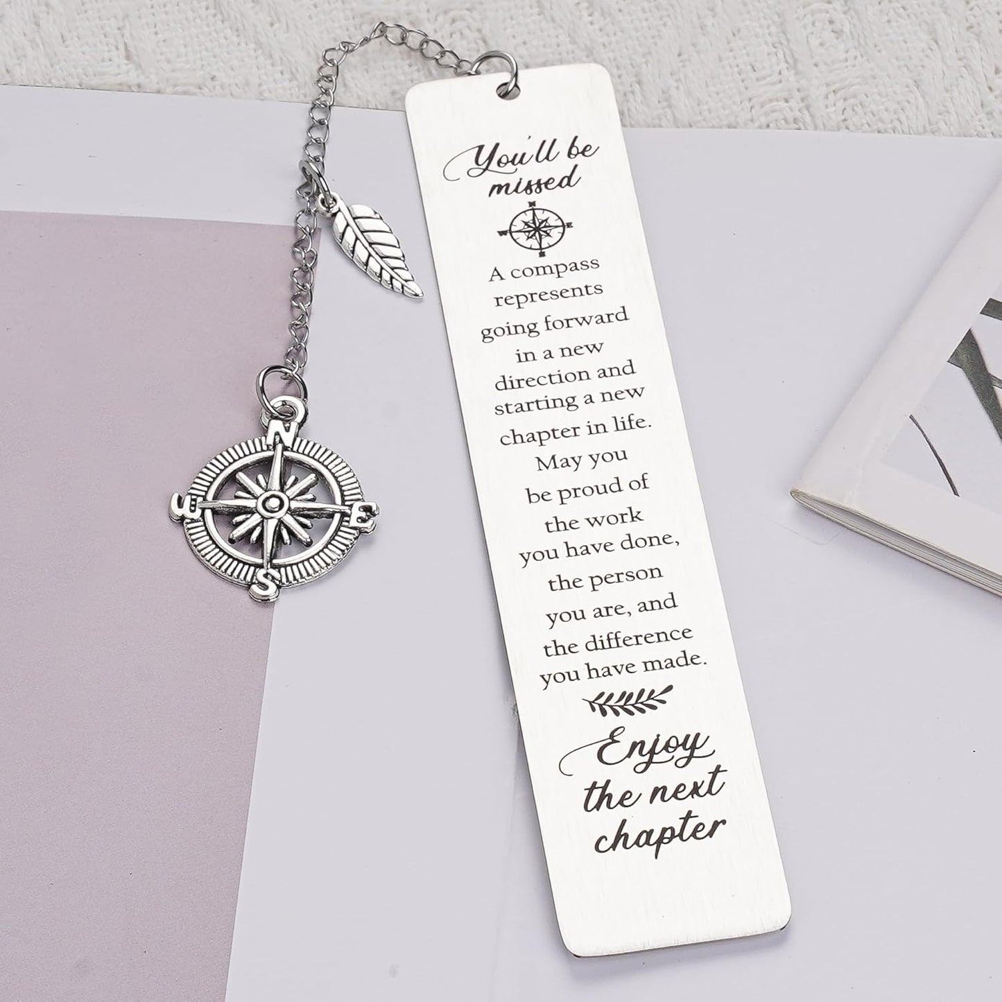 Coworker Leaving Gifts Bookmark for Women - Metal Farewell Book Marks with You’ll Be Missed Compass Quote, New Chapter Gift for Colleagues Teacher Boss Retirement and Promotion