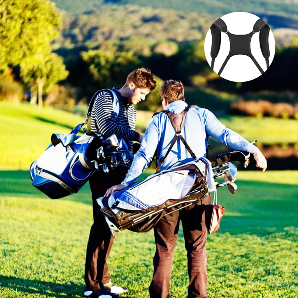 Golf Bag Strap Replacement, Golf Bag Straps Double Shoulder, Universal Padded Carry Strap Waterproof Comfort Golf Bag Backpack Straps Replacement Black