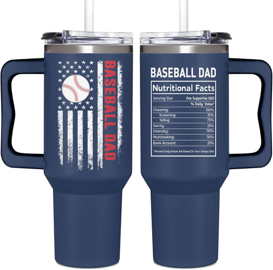 Baseball Gifts, Baseball Dad 40oz Tumbler, Baseball Dad Gifts For Sports Enthusiast Dads, Custom Travel Mug, Perfect Baseball Gifts For Dad, Birthday, And Christmas Presents For Baseball Lovers
