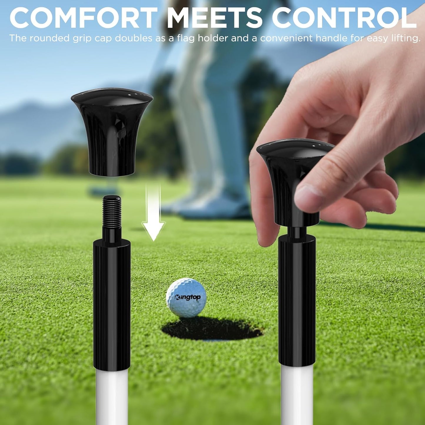 KINGTOP Golf Flagstick - Portable Design, Practice Putting Green Flag Stick for Yard, Club - Golf Pole Pin Flagpole, 3FT or 6FT Heights Available