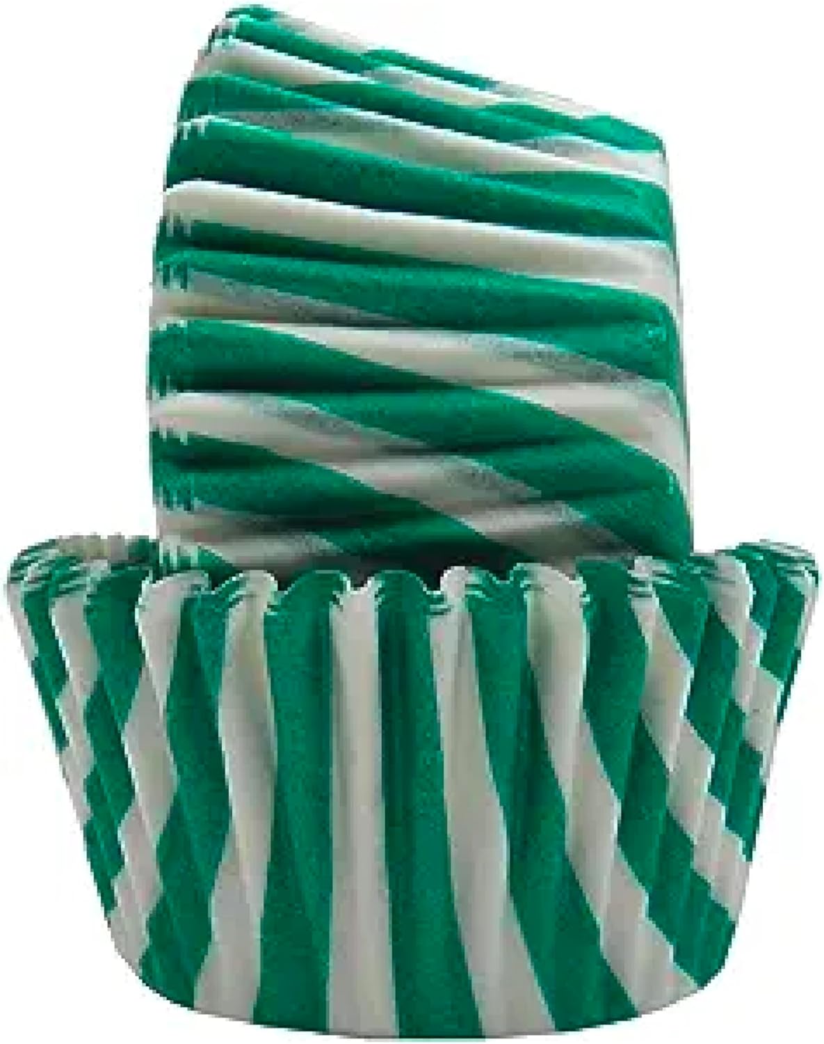 Regency Wraps Greaseproof Professional Grade Baking Cups, Pack of 40, Standard Liners, Green/White Stripe, for Cupcakes, Muffins, Candy, Non Stick