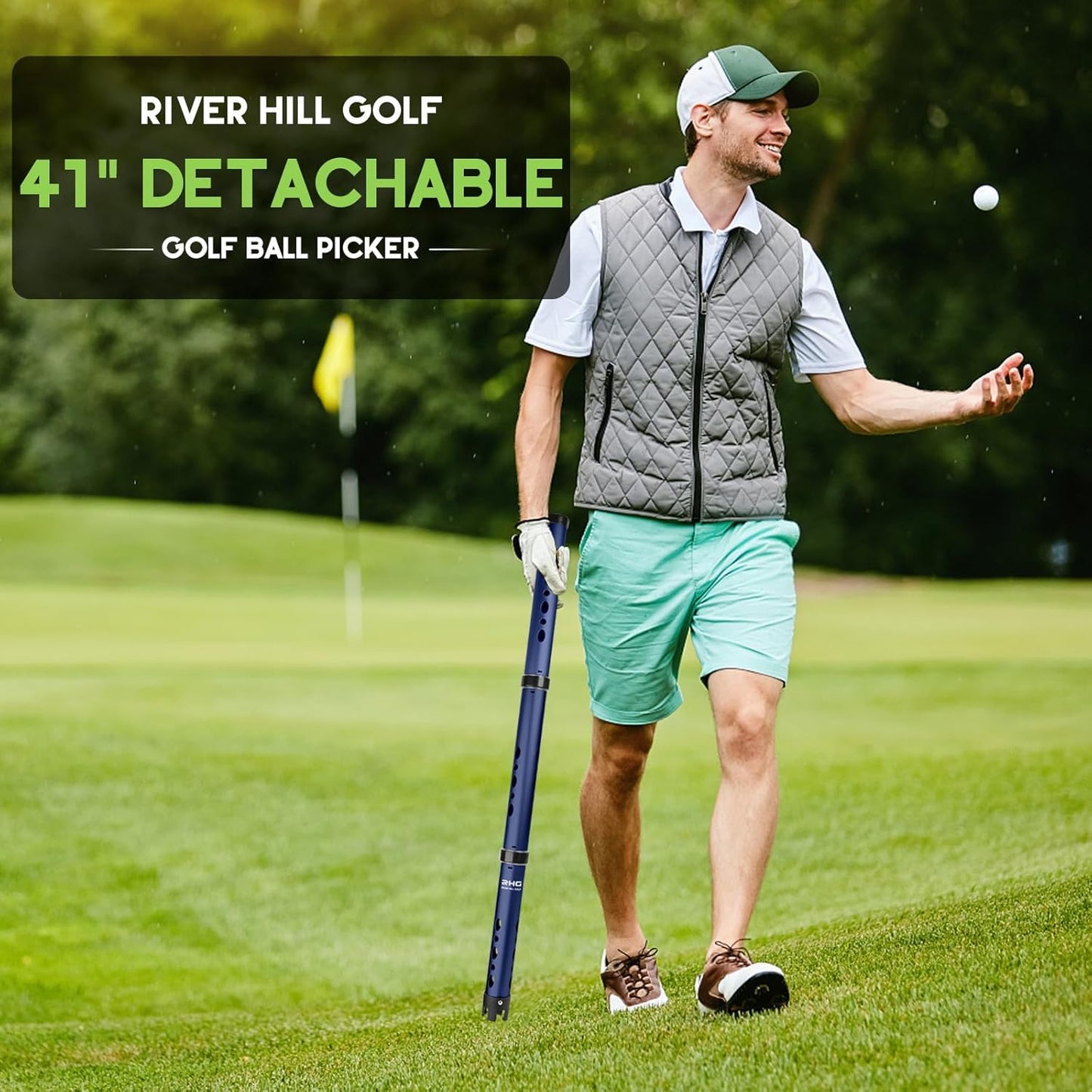 Golf Ball Retriever, Aluminum Alloy Picker Upper Tube, Golf Balls Shagger Grabber, Ball Collector, Pickup Tool Device for Men Women