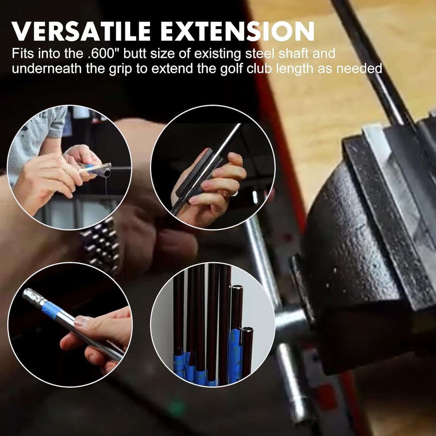 Golf Club Shaft Extensions, 3 Piece Set, for 0.600" OD Stainless Steel Shaft