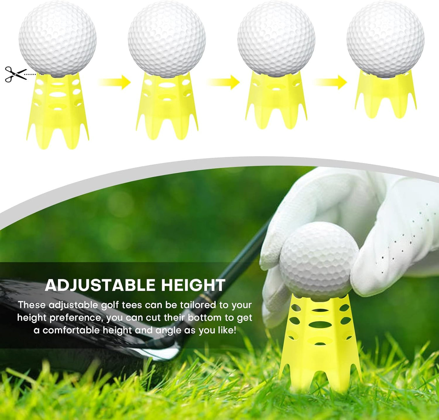 Golf Simulator tees, 24Pcs Plastic Golf Mat Tees for Home, Outdoor or Indoor Golf Tees for Training, Practice Golf tees for Winter Turf and Driving Range, Pack of 12 Tall & 12 Small