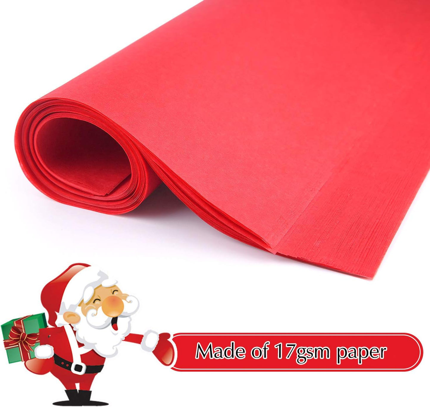 FEPITO 100 Sheets Red Christmas Tissue Paper Gift Wrapping Red Paper Tissue Paper for Xmas Wrapping Presents, Crafts(14 x 20 Inch)