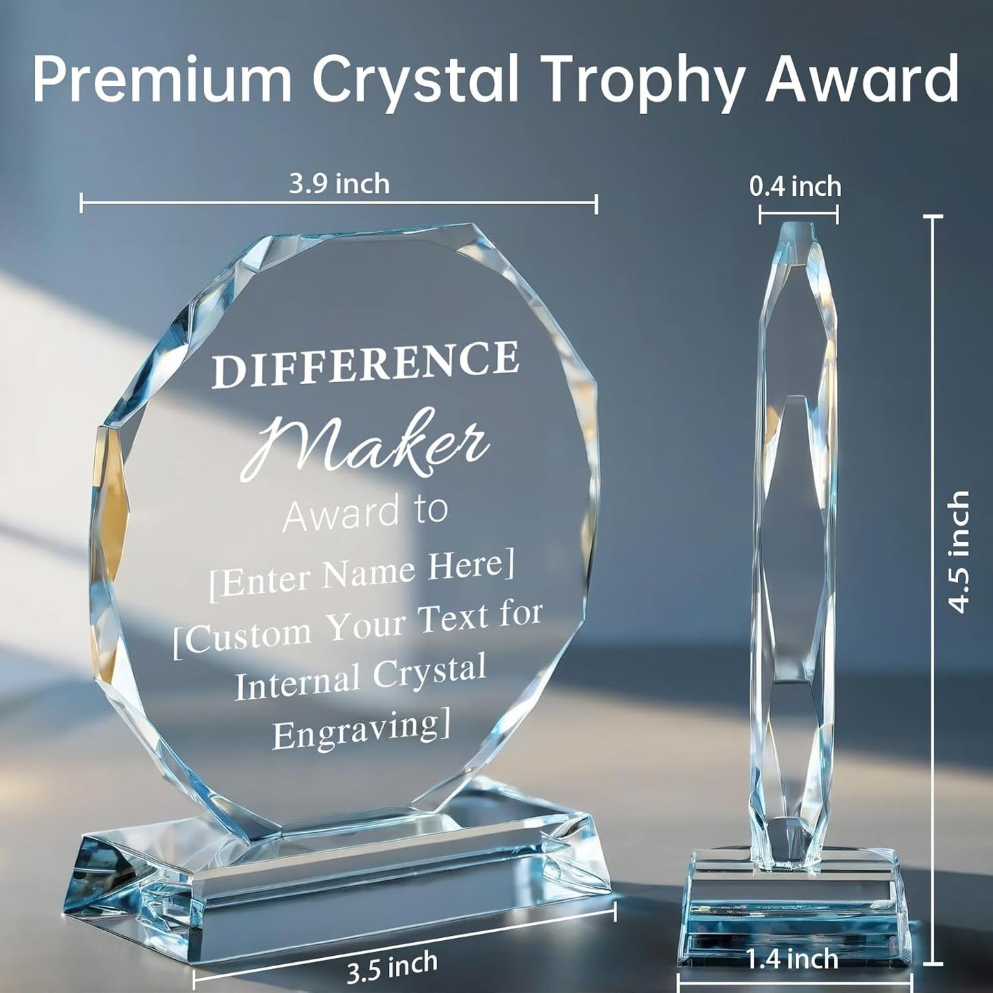 Custom Crystal Awards and Trophies – Personalized Engraved Glass Plaques for Employee Recognition, Appreciation, Farewell, Retirement, Coworker Gifts, Sports Achievements