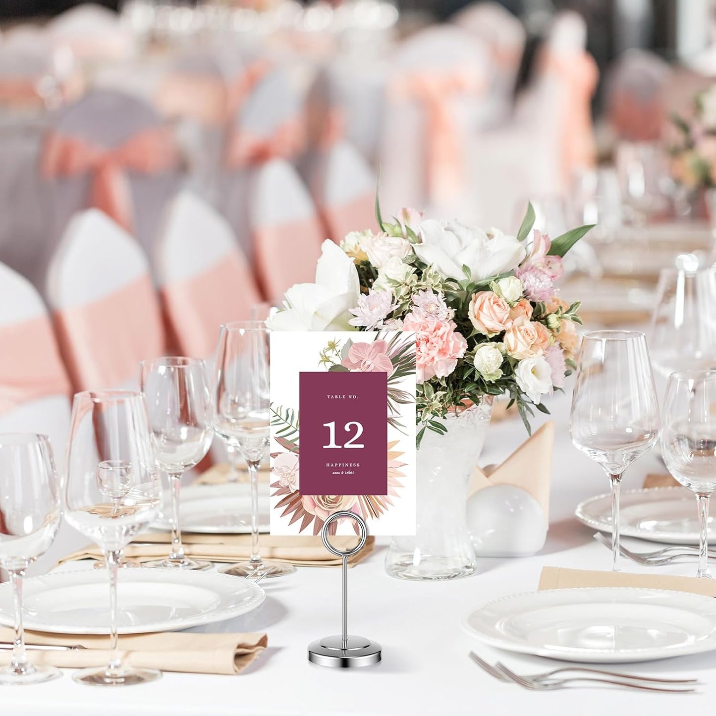 20 Pcs Table Number Holders 4/6/8/10 Inch Place Card Holder Stands Wire Photo Clips Metal Table Card Stands for Centerpieces, Photos, Food Signs, Birthdays, Weddings (Silver)