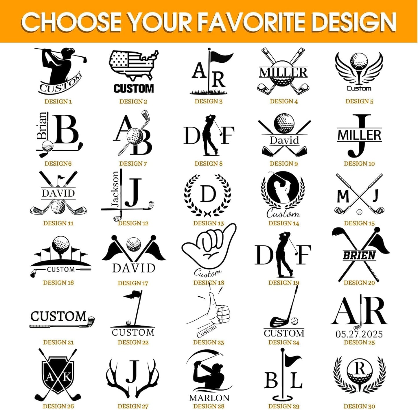 Lihome Golf Ball Stamp Personalized - Durable Waterproof Reusable Ink Stamper, Custom Golf Gift for Men, Dad, Retirement, Father's Day, Birthday & Christmas