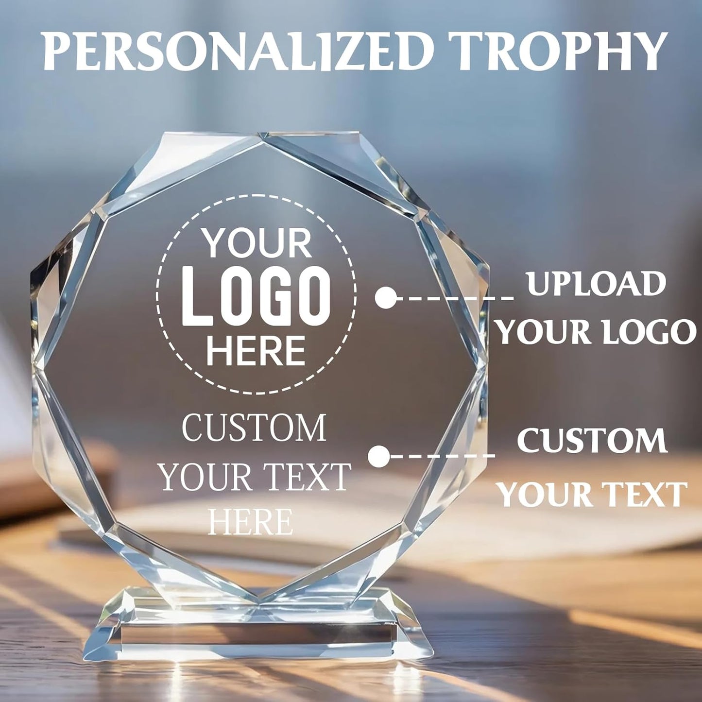 Personalized Trophy Award - Custom Crystal Awards and Trophies - Plaques Personalized Engraved - Thank You Gifts - Employee Appreciation Gifts for Cowokers, Recognition, Sports
