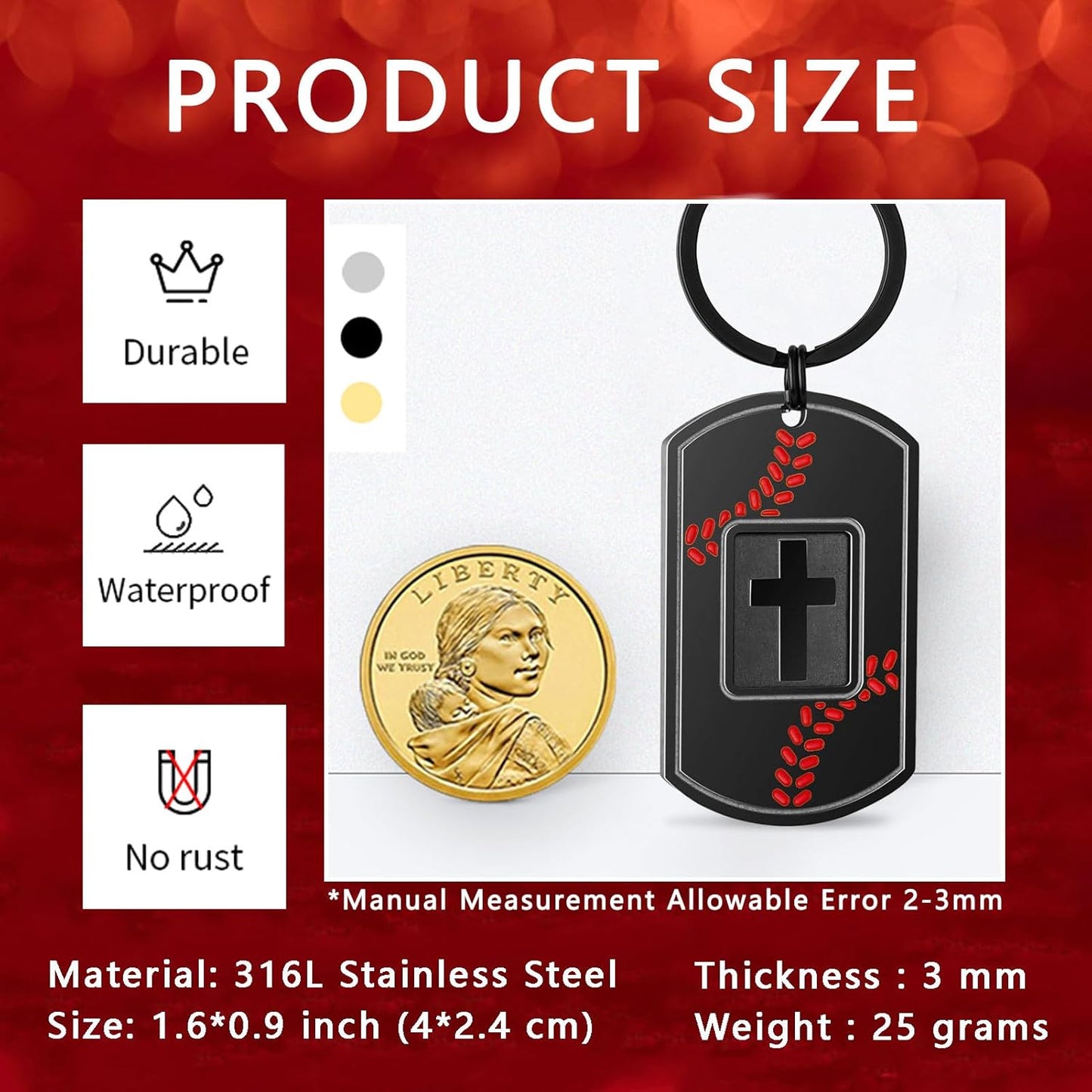 Football/Baseball/Soccer/Basketball Keychain for Men First Communion Baptism Confirmation Mens Gifts