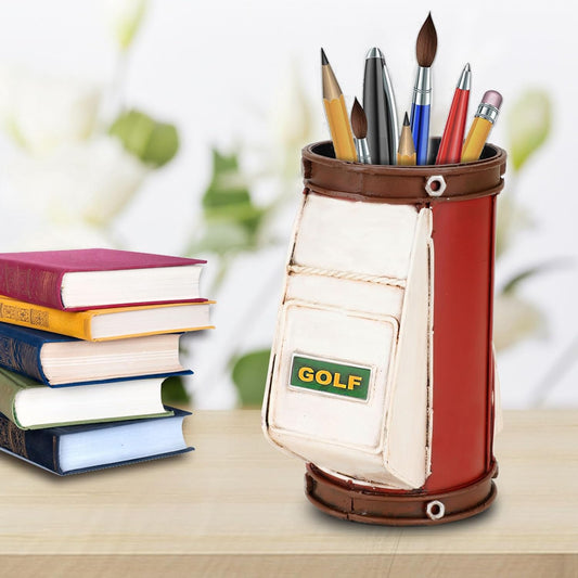 Roykaw Golf Pen Holder for Men Women, Office Desktop Organizer, Perfect Presents, and Golf Office Decor for Friends/Teachers/Children/Customers-Red