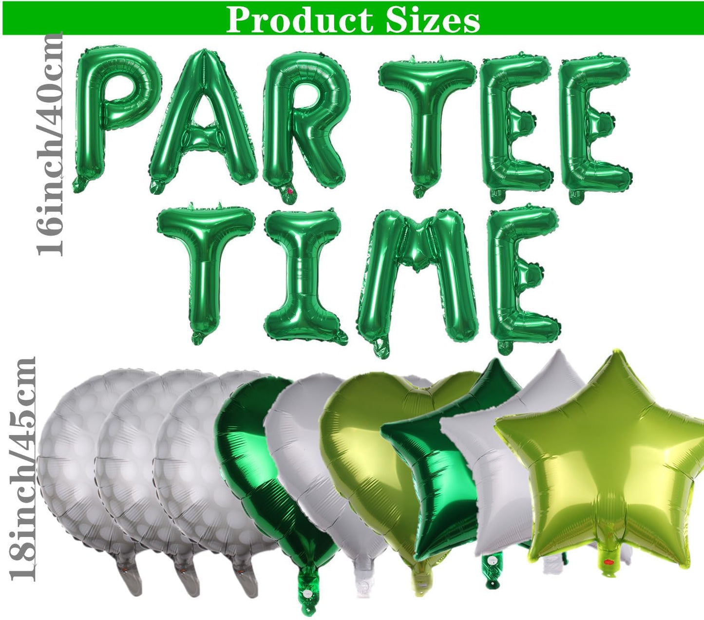 Let's Partee Time Golf Party Decorations Golf Balloons Banner Men Boys Party Balloons Decoration Sport Themed Party Supplies Green Balloons for Birthday Baby Shower Retirement Party