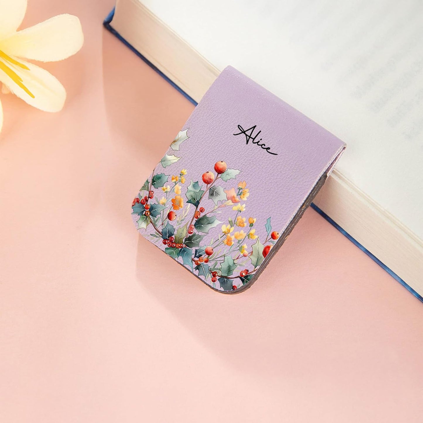 CALLIE Personalized Magnetic Bookmark Clip – Custom Name Reading Gifts for Book Lovers, Birthday Teacher's Day Christmas for Bookworm Gifts (Birth Flowering Shrubs)