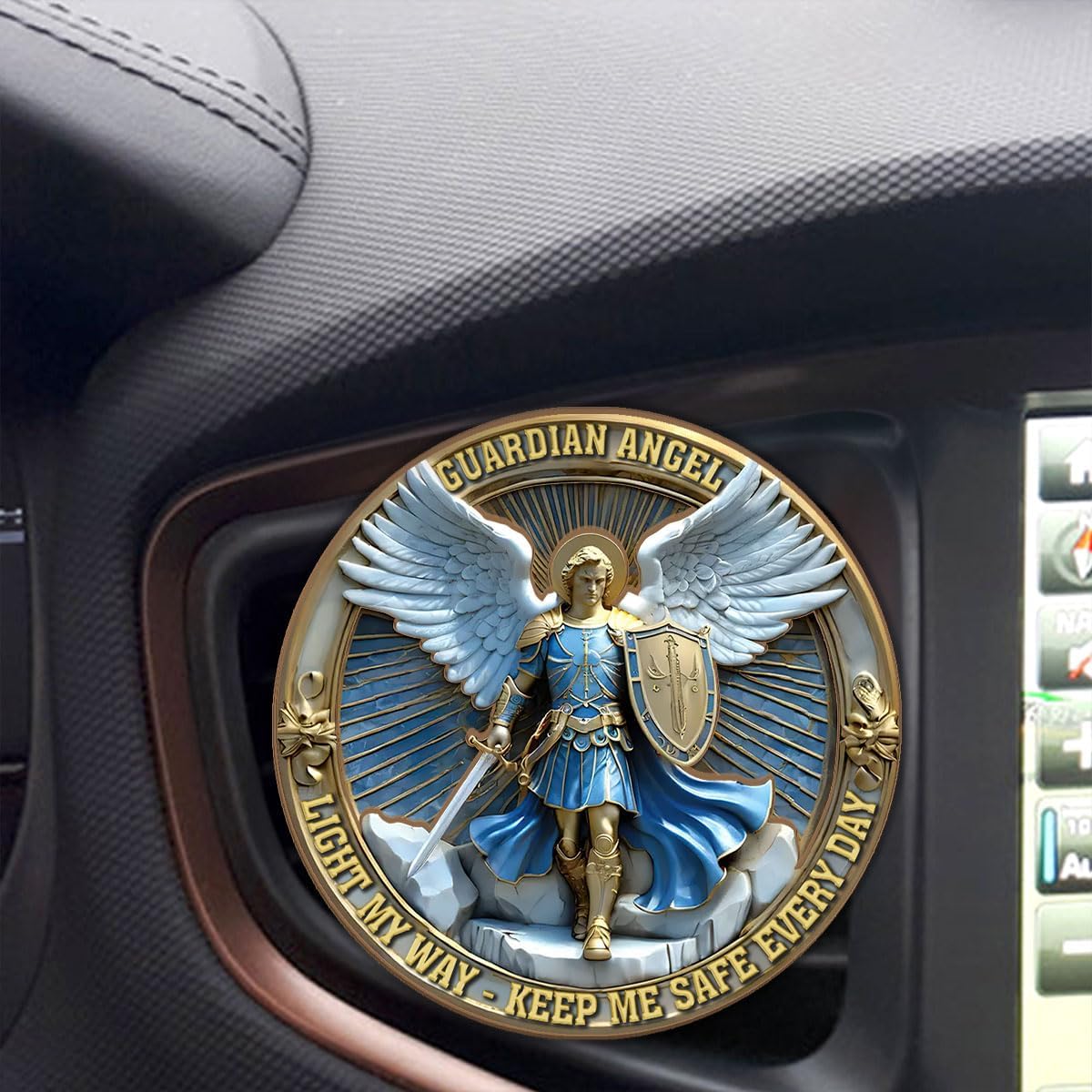 Jesuspirit Personalized Car Visor Clip – Guardian Angel Visor Clip, Our Lady of Guadalupe, Christian Car Accessories, New Driver & Religious Gifts (Light My Way)