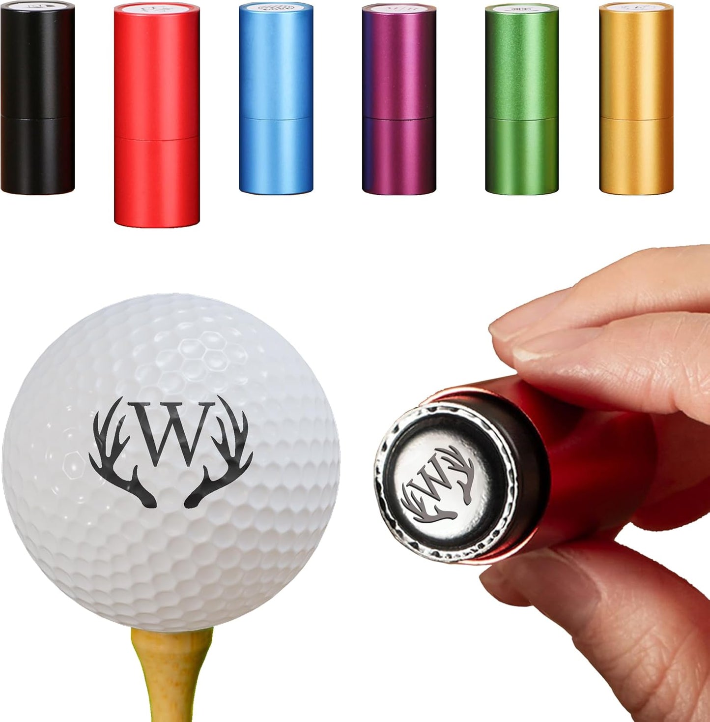 STAMTECH Custom Golf Ball Stamp - Personalized Golf Ball Stamp Markers with Monogram to Indentify Golf Balls, Add a Personal Touch to Your Golf Game(Red)