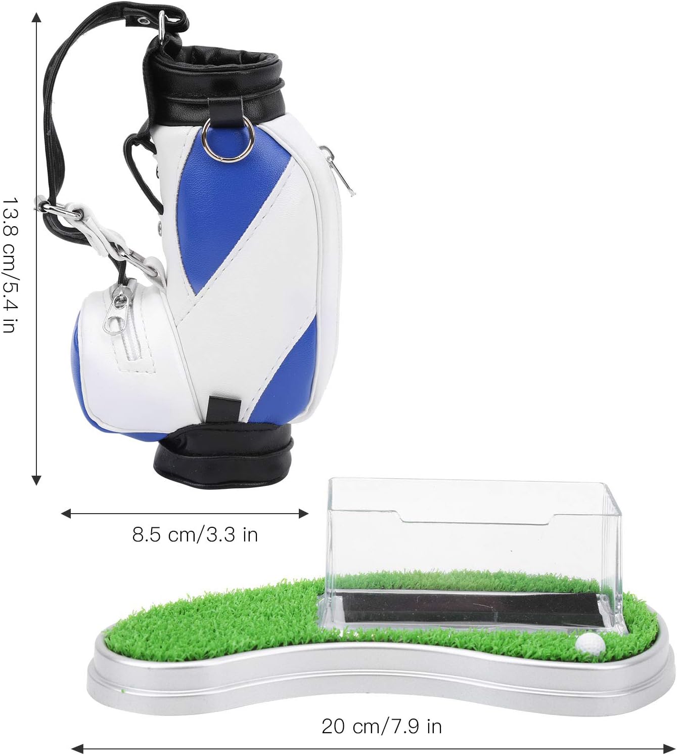 Alomejor Office Desk Golf Bag Pencil Holder with Golf Pens Business Card Box Base for Golf Souvenirs Gifts