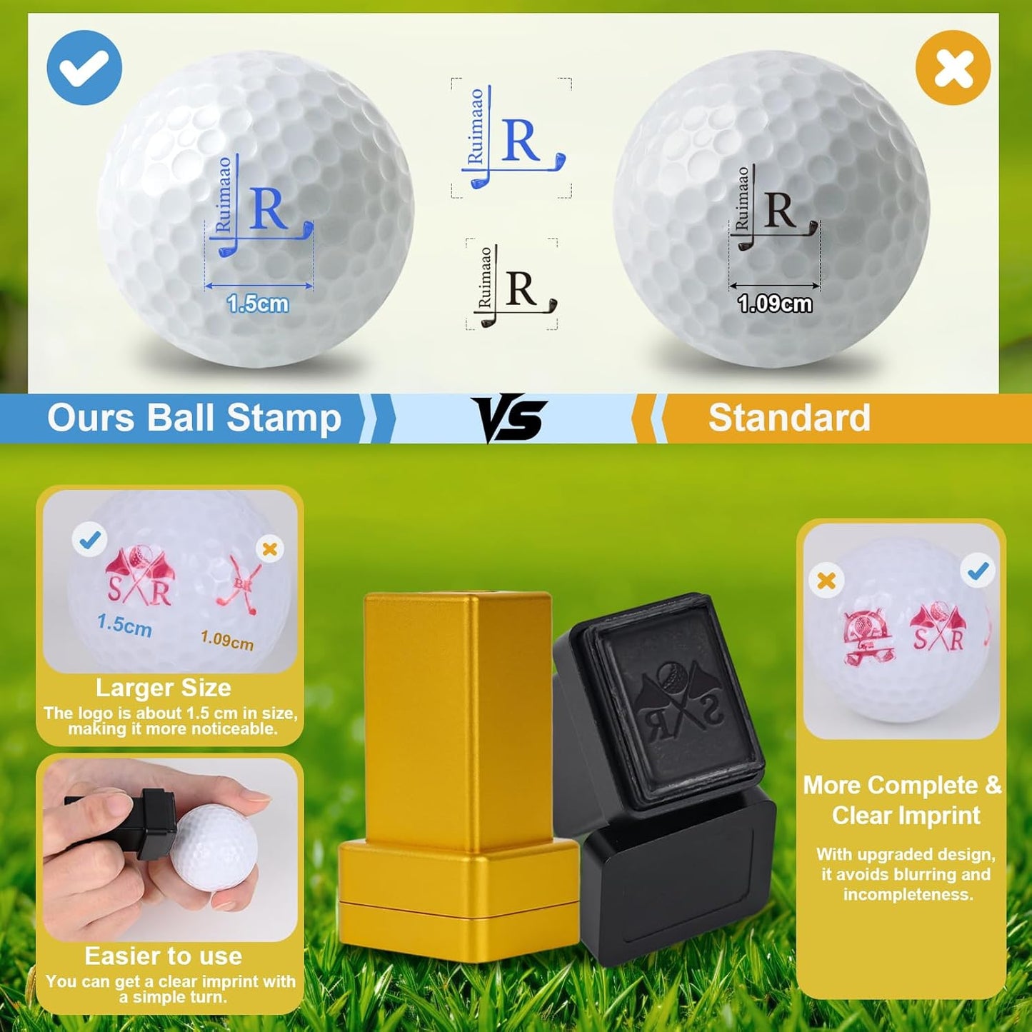 Personalized Golf Ball Stamp | Self-Inking Quick-Drying Golf Ball Marker Tool | 6 Color Options Custom Name Stamper for Golfers | Christmas Father's Birthday Gift | Golf Accessories for Men