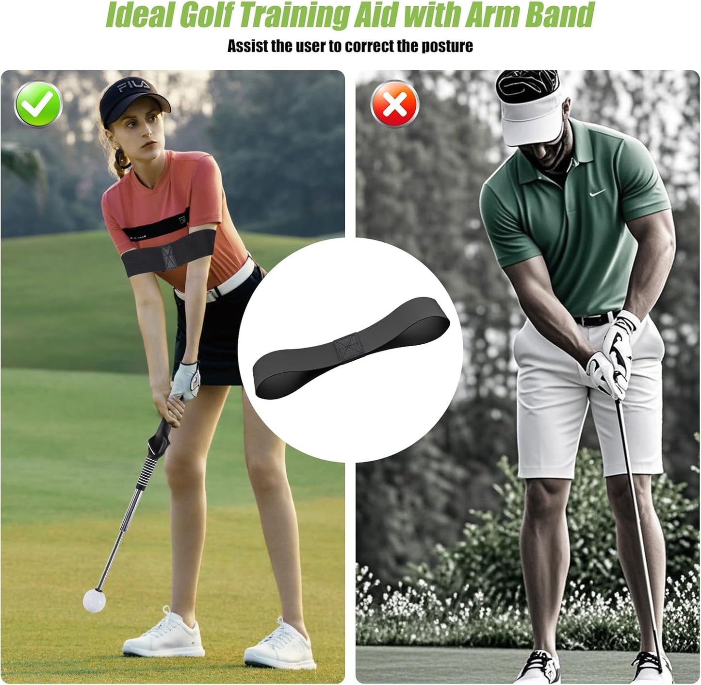 Retractable Golf Swing Trainer, Golf Grip Trainer and Golf Training Aid for Chipping Hitting