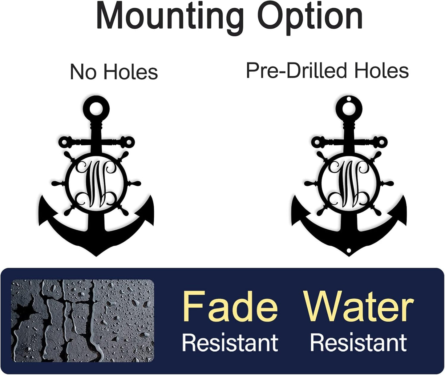 Personalized Anchor Metal Signs,Custom Anchors Initial Sign, Home Office Decoration Metal Signs,Outdoor Wall Decor,Nautical Lovers Gift