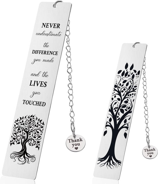 Inspirational Bookmark Gifts for Women Men - Metal Thank You Bookmarks with Never Underestimate The Difference Quote, Leaving Present for Colleagues Teacher Employees