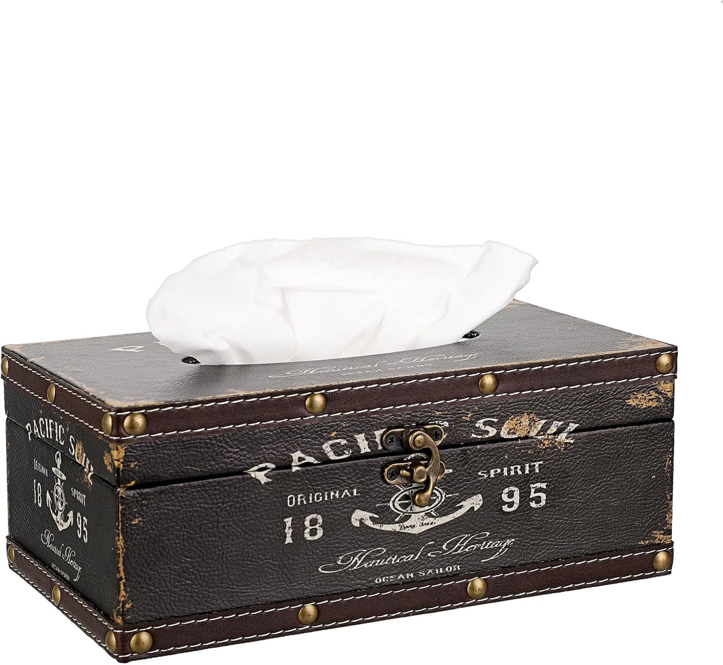 Sumnacon Tissue Box Cover Rectangle Tissue Box with Lid,Wooden Tissue Box Holder Retro Tissue Holder Decorative Tissue Cover for Bathroom Toilet Living Room Kitchen Table Desk OfficeDecor,Brown