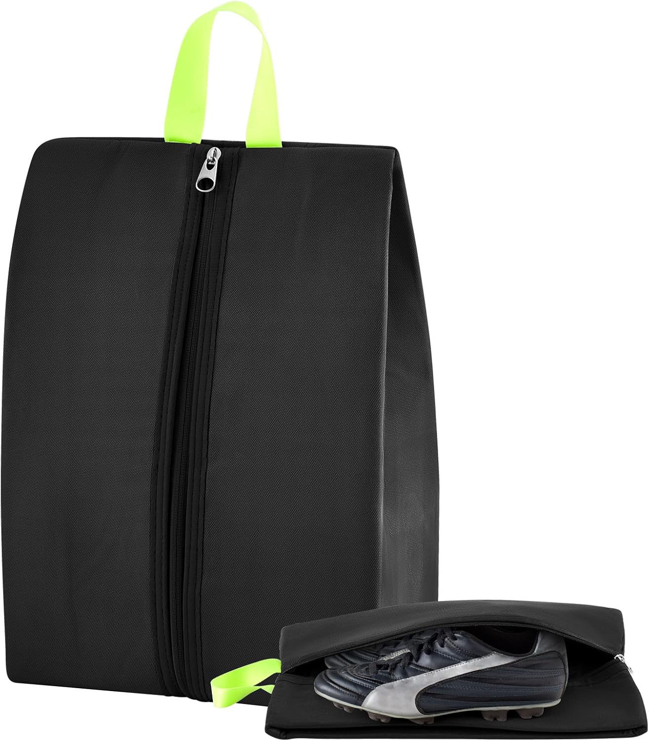 Smell Proof Shoe Bag for Travel Water-resistant Odor Cleat Bag Absorbing Lightweight Golf Soccer Shoe Storage Organizer Pouch with Zipper for Gym Sports Travel Work(Black)