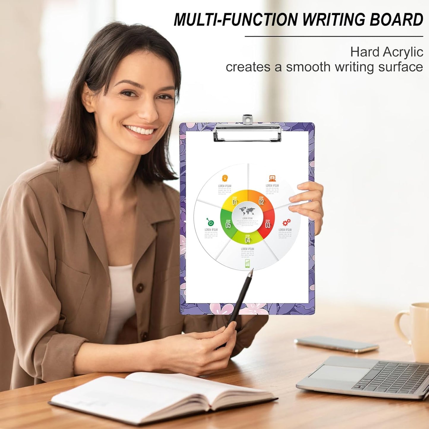 Plastic A4 Clipboards, Cute Fashion Clipboard Decorative, 12.2" x 8.7" Standard A4 Size Clipboards, Plastic Acrylic Clipboard for Teacher, Social Worker, Students,Women, Office Supplies(White Cat)