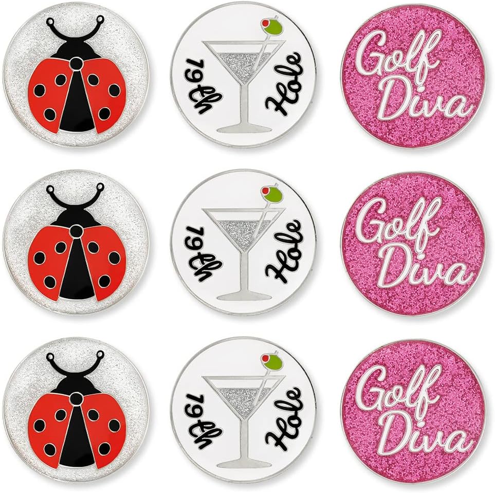 PinMart’s Mix Bundle Pack of 9 Golf Ball Markers - Golf Accessories for Men and Women – United States Eagle and American Flag Magnetic Ball Markers Set of 9