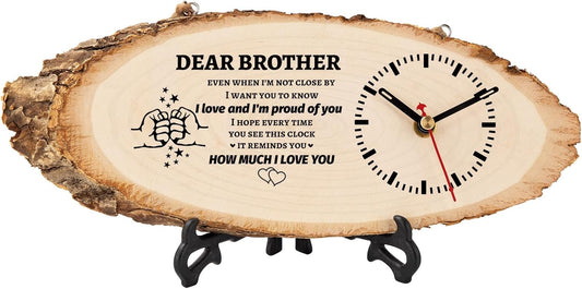 BeauGift Gifts for Brother, Christmas Wooden Clock Gift for Brothers from Sister Men Friend,Brothers Christmas Birthday Present for Brother in Law to My Brother