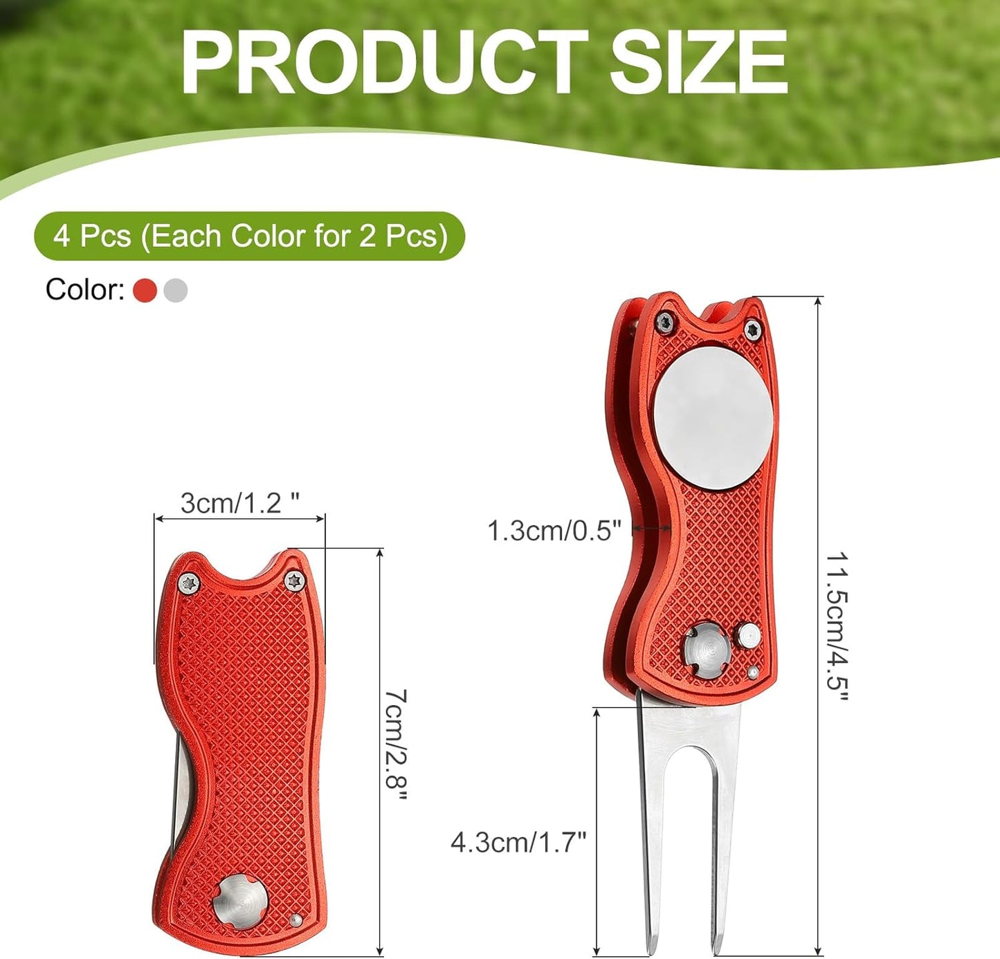 PATIKIL Golf Divot Repair Tool Foldable Metal Golf Green Divot Tool with Magnetic Ball Marker & Stainless Steel Fork