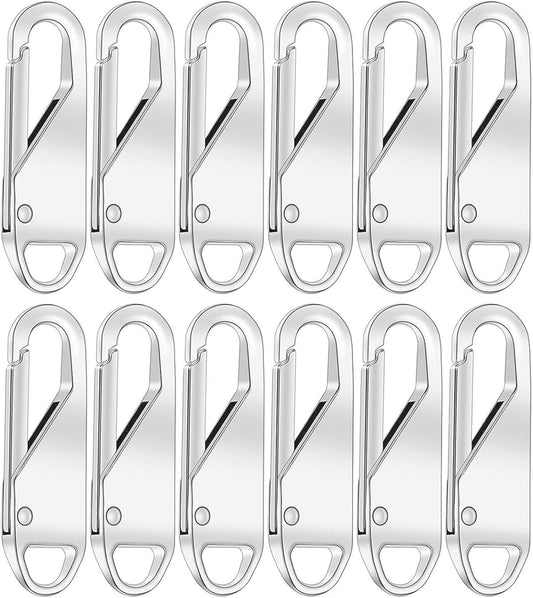 12Pcs Zipper Pull, Metal Zipper Pull Replacement, Detachable Zippers Pull Tabs, Metal Zippers Handle Mend Fixer Tab Repair, for Luggage Suitcase Backpacks Jacket