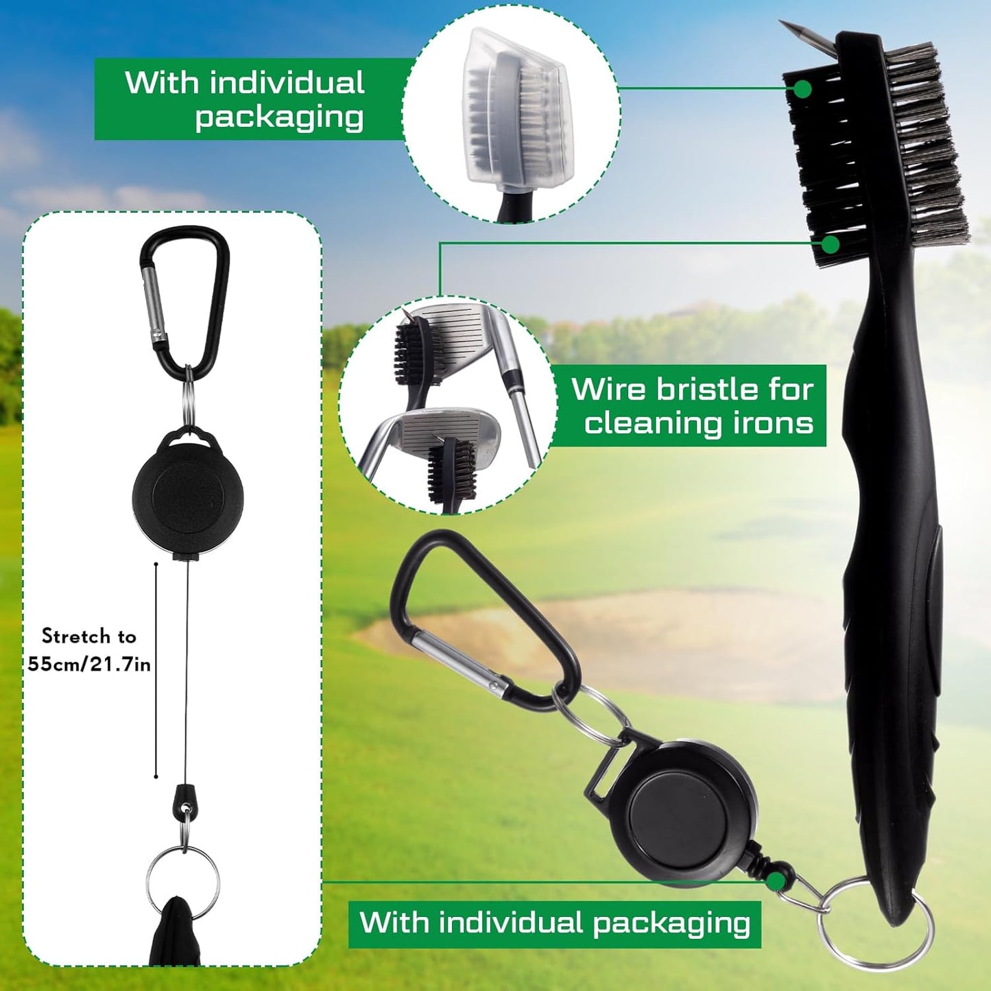 14 Pcs Golf Accessories Kit Gifts, Include Brown Scorecard Book, Golf Ball Bag with Hook Towel Tees Magnetic Ball Marker Divot Tool Cleaner Brush for Women or Men Gifts Set