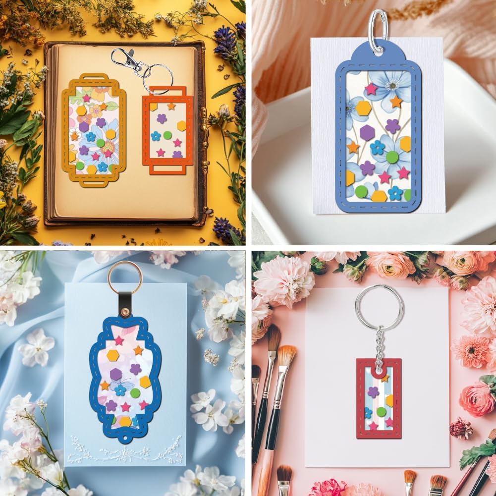 MAYJOYDIY Keychains Shakers Labels Cutting Dies Keys Locks Metal Die Cuts Template Various Geometric Figures Embossing Carbon Steel Stencils for Card Making DIY Scrapbooking Album Gift Decoration