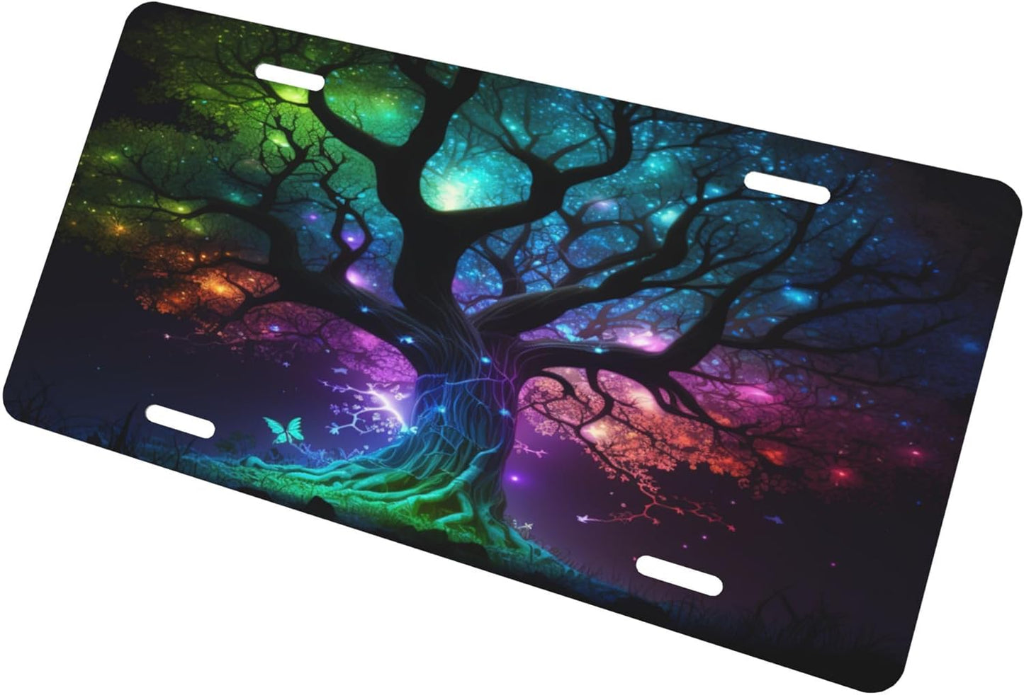 Custom License Plate Personalized Tree of Life Rainbow Funny Aluminum Front License Plates Decorative Rust-Free Metal Car Plate Covers for Women Men Car Tag Accessories fit Truck SUV Rv 12 X 6 in