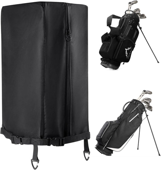 600D Golf Bag Rain Hood Cover with Waterproof Dual Zippers, Golf Bag Top Dust Covers with 2 Elastic Straps and 2 Fixed Straps, fit Most Tour Bags Golf Bags Stand Bags or Carry Cart (13 x 8 x 21 inch)